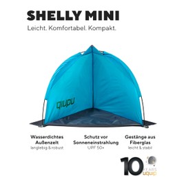 Uquip Strandmuschel Shelly Mini Petrol I 100 x 75 x 80 cm I UPF 50+ Strandzelt zum Schutz vor Sonne, Wind & Regen I tragbares Beach Zelt I ideal für Strand, Camping & Picknick