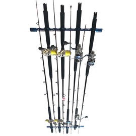 Rush Creek Creations | 8 Rod Fishing Pole Holder for Garage Organization and Wall Storage, Vertical/Horizontal Rack