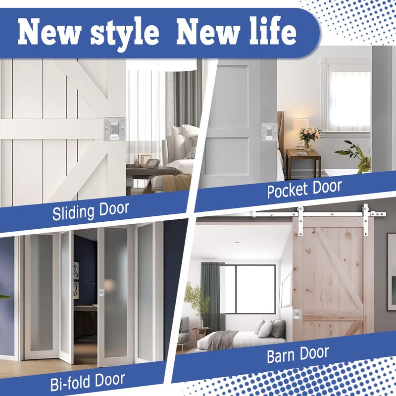 HOMOTEK Passage Sliding Door Pull Satin Nickel Without Switch Plate