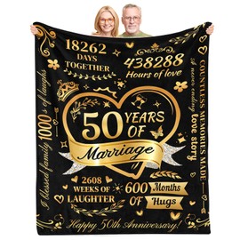 50th Anniversary Blanket Gifts - Wedding Anniversary Blanket Gifts, Golden 50 Years of Marriage Gifts for Wife, Husband on Christmas, Thanksgiving, 60"x80"