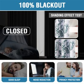 H.VERSAILTEX 100% Blackout Curtains for Bedroom Paisley Floral Printed Curtains 63 Inches Long Grommet Curtains & Drapes Thermal Curtains Window Treatments with Black Liner 2 Panels, Teal
