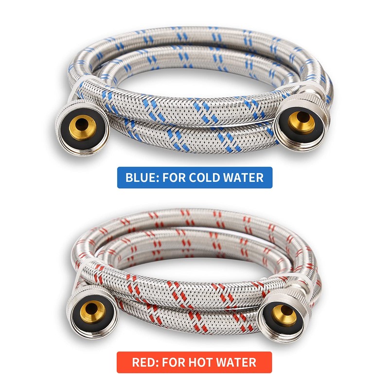 Watflow Stainless Steel Washing Machine Hoses, Burst Proof Hot and