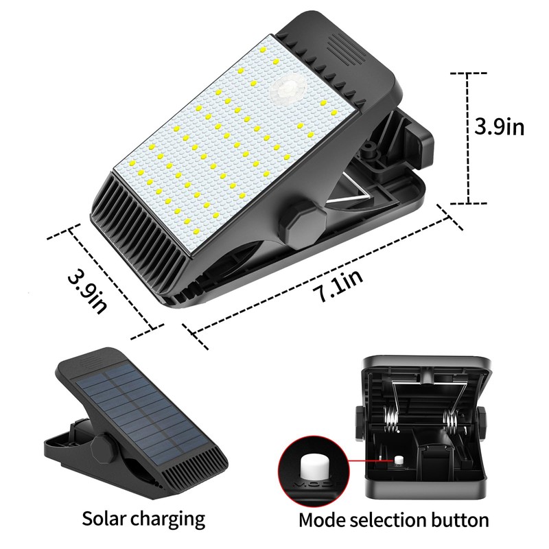 voominhtec Clip on Solar Lights 48 LEDs Motion Sensor Lights