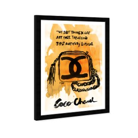 Wynwood Studio Fashion and Glam Wall Art Framed Prints 'The Best Things' Handbags Home Décor, Orange, Black