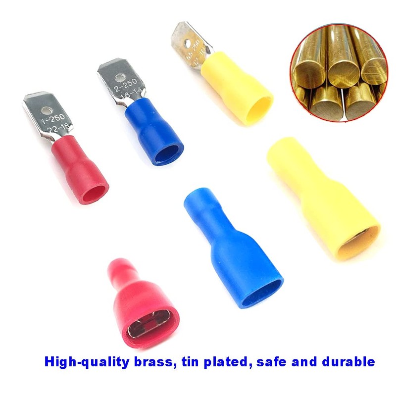 Ruidee Pack of 120 cable lugs, electrical connectors, flat connectors,
