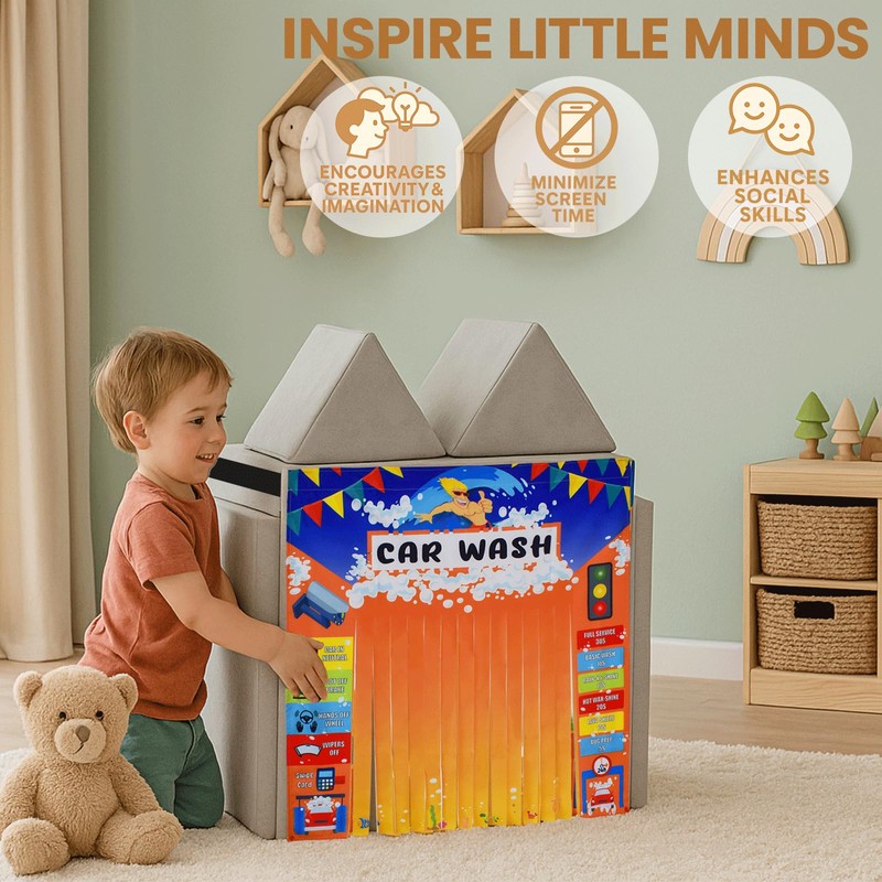 HAJOROM Play Panel for Kids Play Couch Childrens Car Wash