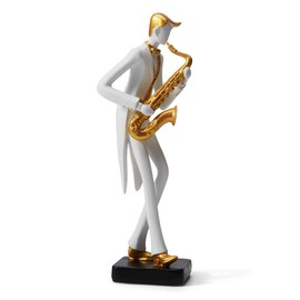 HAUCOZE Music Decor Figurine Saxophone Statue Modern Sculpture Home Gifts Table Centerpiece Crafts Polyresin Arts 10inch