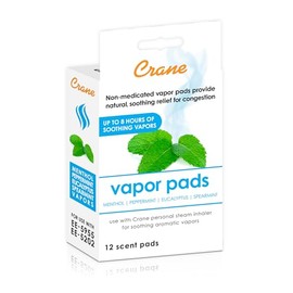 Crane Menthol-Eucalyptus Universal Vapor Pads, 12 Pack, for use Droplets, Corded Inhaler, Warm Mist humidifier