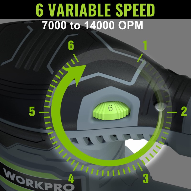 WORKPRO 5-Inch Random Orbit Sander, 6 Variable Speeds 7000 to