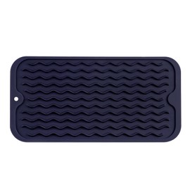 MicoYang Silicone Dish Drying Mat for Multiple Usage,Easy clean,Eco-friendly,Heat-resistant Silicone Mat for Kitchen Counter,Sink,Bar,Bottle,or Cup Navy Blue S 12inches x 6 inches