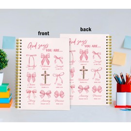 VONTP Christian Prayer Journal for Woman, Pink Hardcover Spiral Notebook 5.5x8.3in A5, Girls Bible Journal, Preppy Girl Pink Birthday Gift Journal