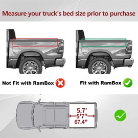TTX LIGHTING 5'7'' Truck Bed Mat Fit for 2019-2026 Dodge Ram 1500/1500 RHO & 2019-2024 RAM 1500 Classic Accessories, All Weather Ram 1500 TPE Heavy Duty Pickup Bed Mat 5.7FT (Won't fit Rambox)