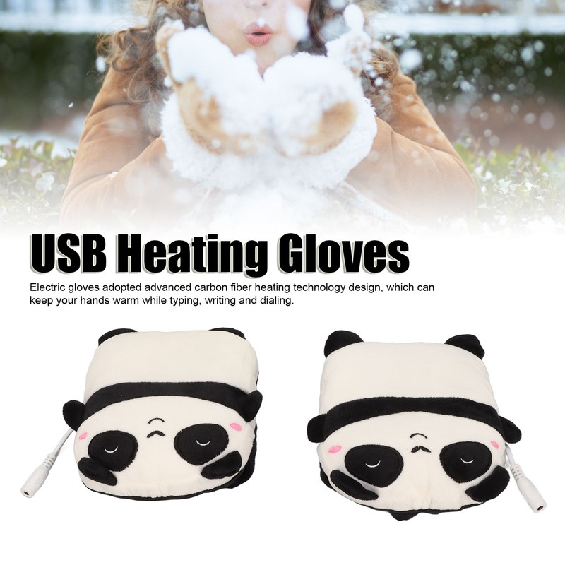 USB Heated Gloves Cartoon Shaped Keep Warm Adjust Strap Electric