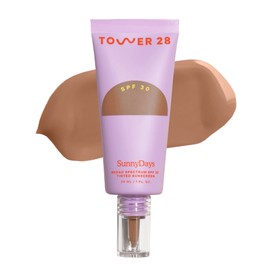 Tower 28 SunnyDays SPF 30 Tinted Sunscreen, 45 SILVER LAKE | 2-in-1 Foundation with Mineral Sunscreen Broad Spectrum UVA/UVB Protection | Light-Medium Buildable Coverage, Natural Finish | 1 Fl Oz