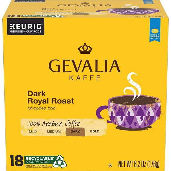 Gevalia Dark Royal Roast K-Cup Coffee Pods (72 Pods, 4 Packs of 18)