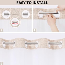 Muuyi Fabric Shower Curtains with Snap in Liner,No Hooks Needed,Tassels Shower Stalls Curtain with Window for Bathroom Decor,Waterproof & Washable,Beige,72Wx86H