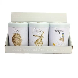Wrendale Designs by Hannah Dale - Farmyard Animals Tea, Coffee & Sugar Canisters - 102mm x 102mm x 164mm