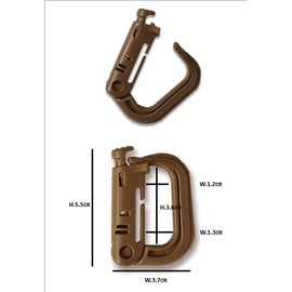 VIPER DESIGN Survival Game Carabiner, Molle, Brown, 4 Piece Set, High Strength Type