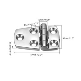 sourcing map Door Hinges, 2Pcs 2.24" x 1.5" - 316 Stainless Steel Marine Hinge, Polished Bearing Boat Hinge for Yacht Deck Cupboard Furniture Hardware (Silver)