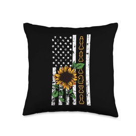 Chess Player American Flag Sunflower Cool Sports Lover Gifts Throw Pillow