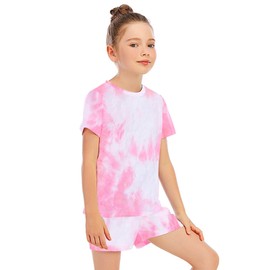 Little Hand Children's Pyjamas Girls Short Summer Sleepwear Two Piece Unicorn Flamingo Cat Short Pyjamas Cotton 110 Tie Colour, Tie colour