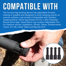 HQPARRTS Leg Levelers Fit for Outdoor Camping Stove Explorer Stoves Expedition Stoves,For round stove legs with a diameter of 1.25 IN.Adjusts Legs Up to 3in on Uneven Ground, for 1.18-inch(ID) legs