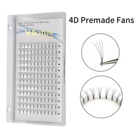 Premade Fans Eyelash Extension 4D Premium Promade Fans Short Stem Handmade Volume Fans 0.07 C D Curl Makeup Lashes Extensions (10mm, 4D-0.07-D)
