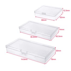 GUUZI Pack of 9 Mixed Sizes Rectangular Clear Mini Plastic Bead Storage Box Containers with Lids for Other Craft Projects and Small Items