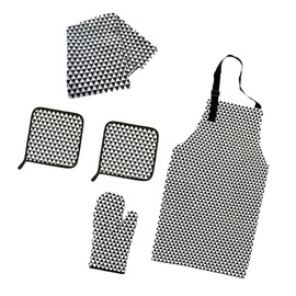 Alipis 5pc Set Cotton Canvas Kitchen Apron Cooking Accessory Set Napkins Mitts