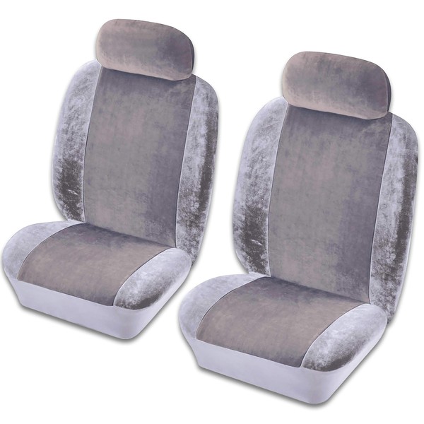 Cosmos Front Pair Car Seat Covers with Separate Headrest Covers Enhances Vehicle Interior Easy Installation, Grey Colour, 1785002 Heritage
