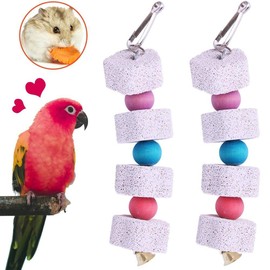 Hypeety Colorful Parrot Calcium Teeth Mouth Molar Grinding Stone Parakeet Parrot Budgie Cockatiel Cage Toy Hammock Swing Toy Hanging Toy Parrot Chewing Toy (2pcs)