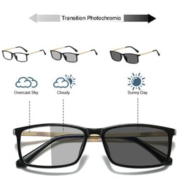 TR90 rectangle Transition Photochromic Bifocal Reading Glasses For Women men Magnifier Presbyopia Sunglasses Readers (black, 200 magnification)