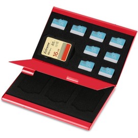 ZJchao Estuche de Almacenamiento Tarjetas de Memoria Carcasa SD 4PCS + 8Pcs TF Card Storage De Aleación de Aluminio 9,3 x 6 x 1cm Almacenamiento de Tarjeta Memoria Protector (Rojo)