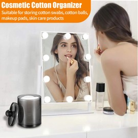 3 Pack Cotton Buds Dispenser with Lid, Clear Black Qtip Holder Storage Organizer, 12oz Apothecary Jars Set, Bathroom Canister for Cotton Ball/Swab, Round Pads, Floss, Makeup Sponges,Hair Clips