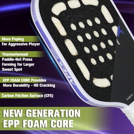 Amoswiz Pickleball Paddles, T800 Carbon Fiber Pickleball Paddle with 16MM EPP Foam Core, Ultimate Spin & Consistency Pickleball Racket for Professional & Intermediate Players, White Color