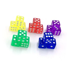 Kisangel 50 Pcs Colorful Transparent Dice for Board Games and Pub Entertainment Acrylic Gambling Dice for Parties and Events Random Colors Random Color