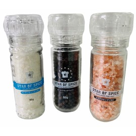 Atlantic Salt with Mill Whole Black Pepper Himalayan Pink Salt Set of 3