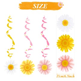 EASY JOY Daisy Birthday Decorations Floral Party Decorations Yellow Flower Ceiling Streamers Daisy Bunting Hanging Swirls Boho Baby Shower Decorations Home Decorations