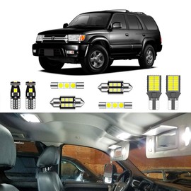 LIGHSTA 9PCS Super Bright White Interior LED Light Kit Package for Toyota 4Runner 1996 1997 1998 1999 2000 2001 2002 + License Plate Lights and Install Tool