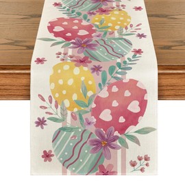 Easter tablecloth, Easter eggs with flowers for spring, Easter for tablecloth, spring kitchen dining table decoration, modern design for kitchen and dining table, seasonal decoration for holidays and