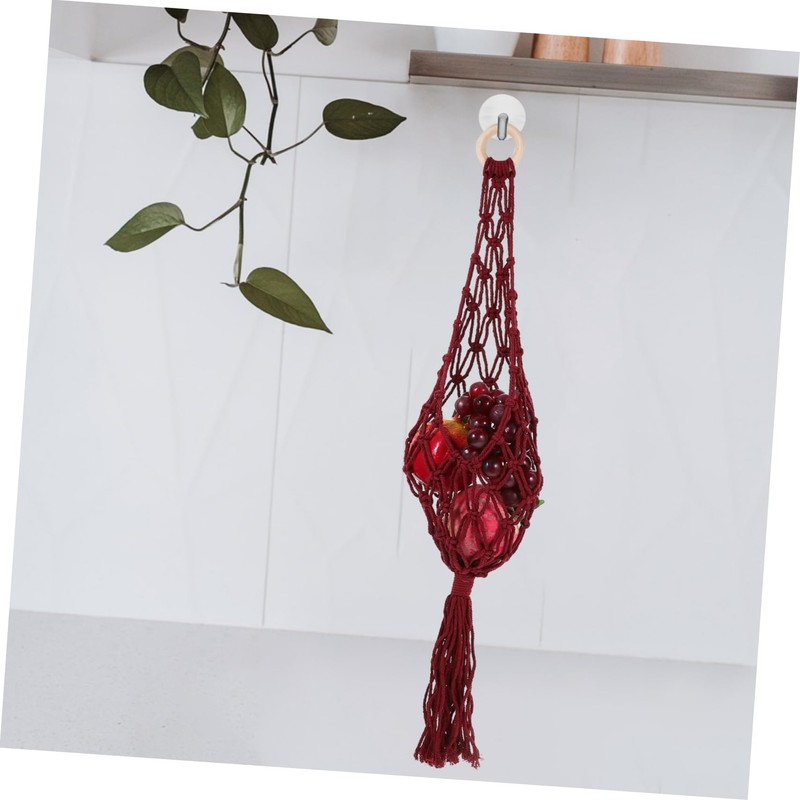 SHOWERORO Cotton Rope Basket Hanging Produce Basket Macrame Fruit Vegetable