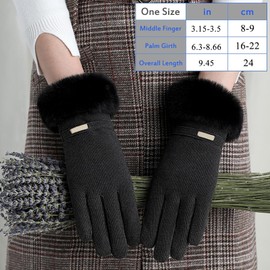 KXF Womens Winter Gloves Ladies Thermal Gloves Touchscreen Gloves for Bike Riding Cycling Cold Weather Windproof Outdoor Sports Super Soft Thick Fleece Lined Gloves (Black-1)
