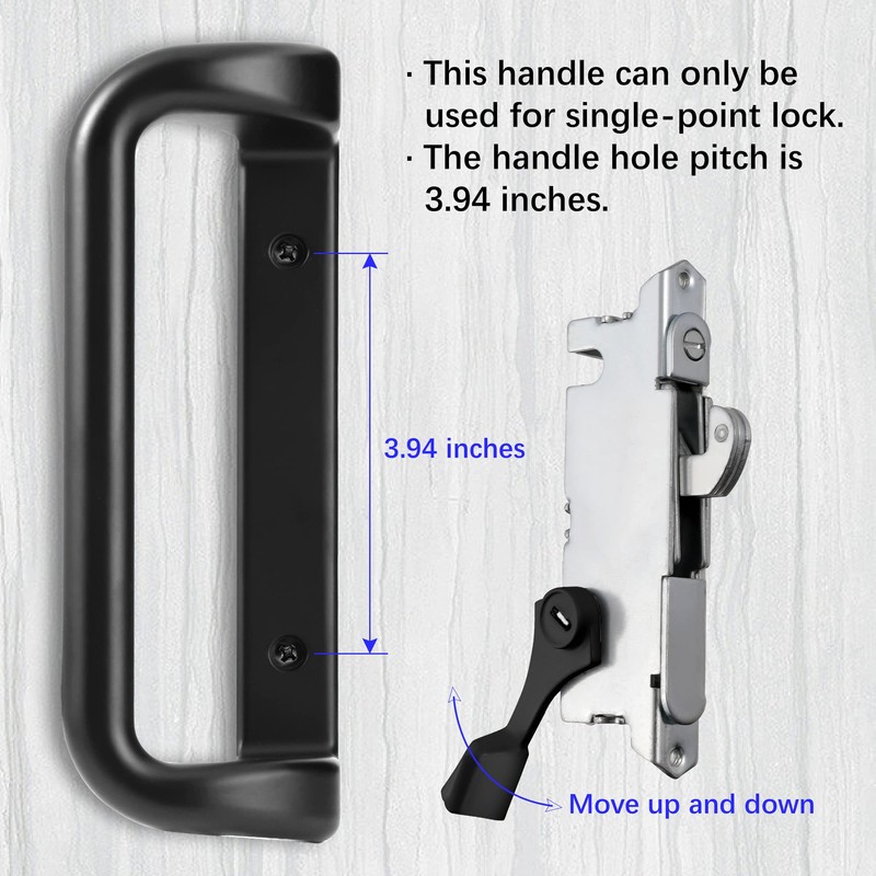 House Guard Black Patio Door Handle Set with Mortise Lock,Suitable