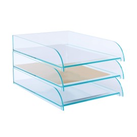 OSCO ASLT-GL Glass Look Acrylic Stacking Letter Tray,Glass Look (Slide & Stack)