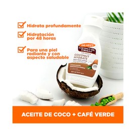 Palmer Coconut Oil Formula Body Lotion Loción Corporal Hidratante Coco Extracto Café Verde Vitamina Humectación Horas Dermatológicamente Probada 250ml