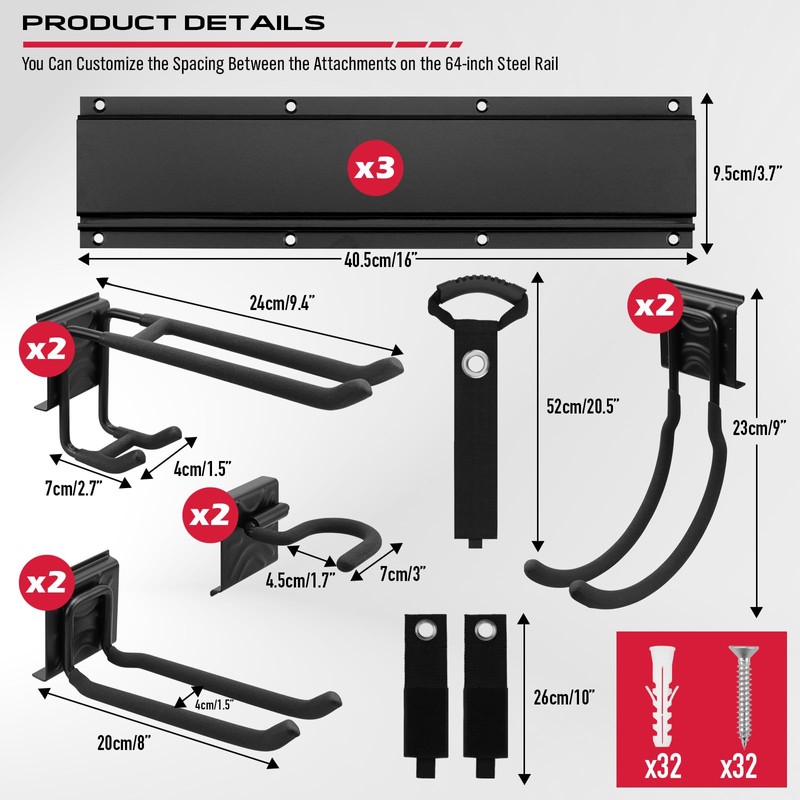 48" Heavy Duty Garage Wall Organizer, Wall Mount Tool Storage