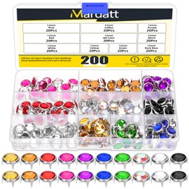 Mardatt 200Pcs 10 Colors 12mm Rhinestone Stud Refills, Bedazzler Refills Rhinestones Dazzling 4-Claw Beads Nailhead Studs Embellishments Decorative Rivets for DIY Crafts