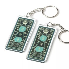 FunGiftCorner Emerald Pagoda with Om Ah Hum Amulet Feng Shui Keychain, Acrylic, USA (2 Pack)