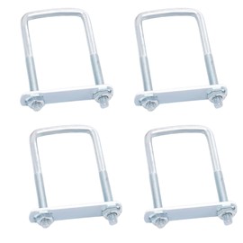 Vordpe Pack of 4 U-bolts, M6 50 x 80 mm U bracket with thread, frame plate, square U bolts for fence attachment, pipe attachment, car towing