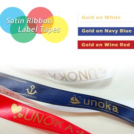 UNOKA 3X Satin Ribbon Label Tapes Compatible for Brother P-Touch Tze TZ TZe-R234 TZe-RN34 TZe-RW34, Gold on White/Navy/Red for P Touch Embellish PT-H200 PT-1000 1005 D210 E110 GL-H105, 12mm x 4m
